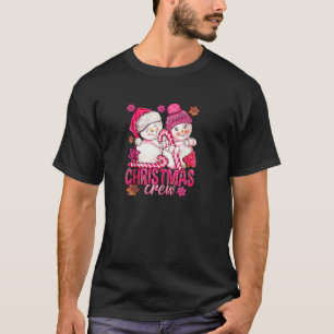 Pink Christmas Crew Snowman With Candy Cane Xmas H T-Shirt