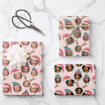 Pink Christmas Crew Three Photo Custom Wrapping Paper Sheets<br><div class="desc">This set of three sheets of pink and cyan blue gift wrap will delight friends and family when you personalize it with the photos of your kids, parents, friends or pets, putting the whole crazy cast of characters in silly, holiday hats (Santa and elf) and reindeer antlers. Each sheet of...</div>
