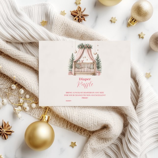 Pink Christmas Crib Diapper Raffle Enclosure Card (Creator Uploaded)