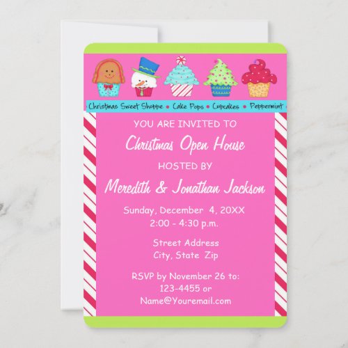 Pink Christmas Cupcake Art Party Event Invitations