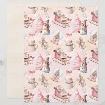 Pink Christmas Cute Pastel Scrapbook Paper