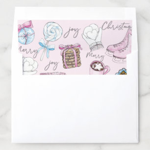 Pink Christmas Cute Watercolor Envelope Liner