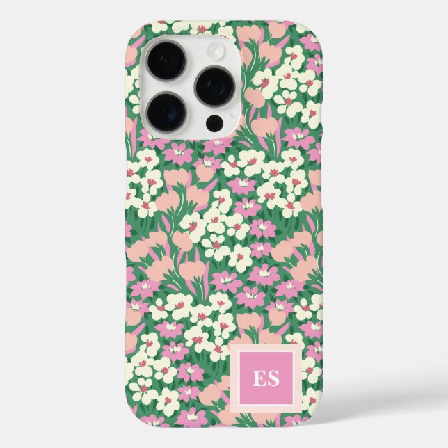 Pink Christmas Dogs Personalized Girl Monogram Case-Mate iPhone Case (Back)