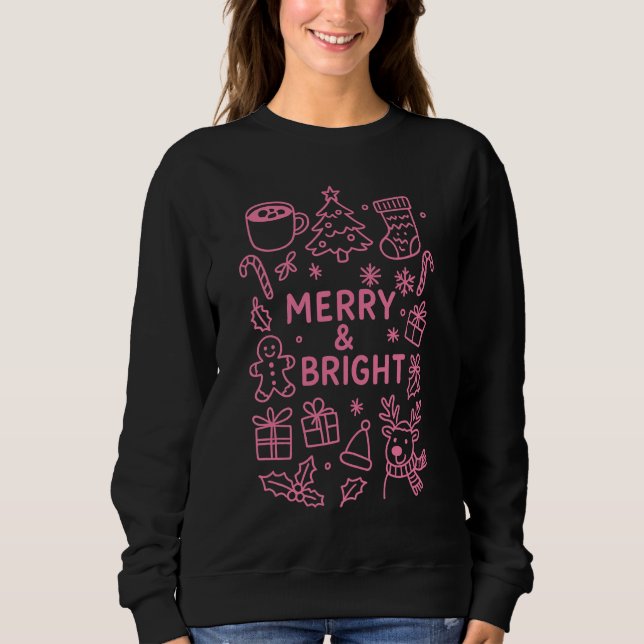 Pink Christmas Doodle | Holiday Joy Sweatshirt (Front)