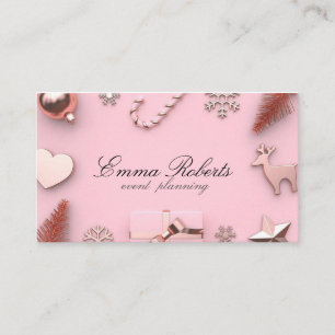 Pink Christmas Elegant Business Card