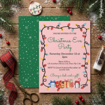 Pink Christmas Eve Lights & Presents Holiday Party
