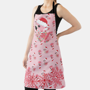 PINK CHRISTMAS FLAMINGOS WITH CHRISTMAS LIGHTS APRON