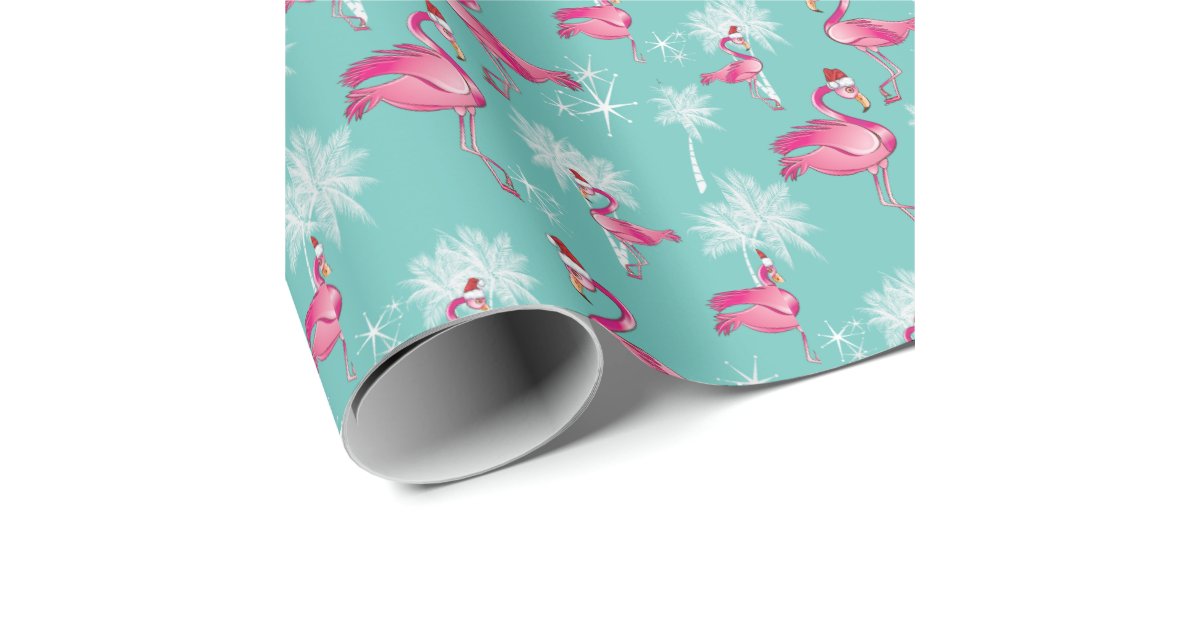 Pink Christmas Flamingos Wrapping Paper Zazzle