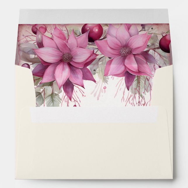 Pink Christmas Flowers  Envelope (Back (Bottom))