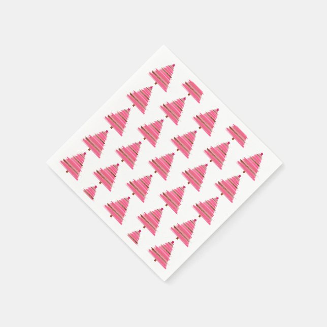 Pink Christmas Folk Art Tree  Tablecloth  Napkins (Corner)