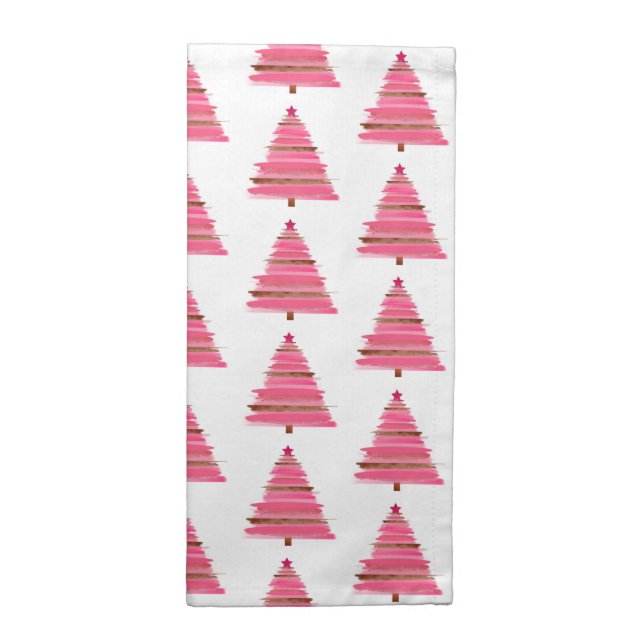 Pink Christmas Folk Art Tree  twig cloth  Napkins (Half Fold)