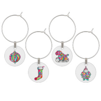 Pink Christmas Gay Santa Rainbow Wine Charm