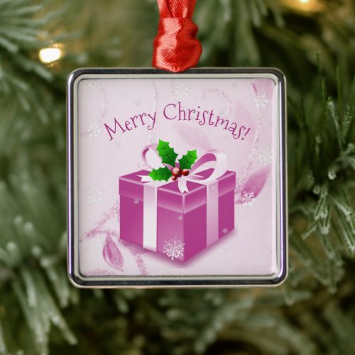 Pink Christmas Gift Ceramic Ornament