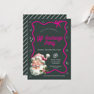 Pink Christmas Gift exchange party Invitation
