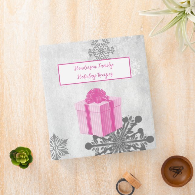 Pink Christmas Gift Family Recipe Binder (In Situ)