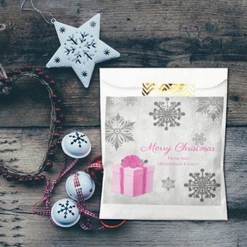 Pink Christmas Gift Favor Bag