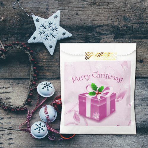 Pink Christmas Gift Favor Bags