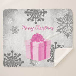 Pink Christmas Gift Holiday Sherpa Blanket