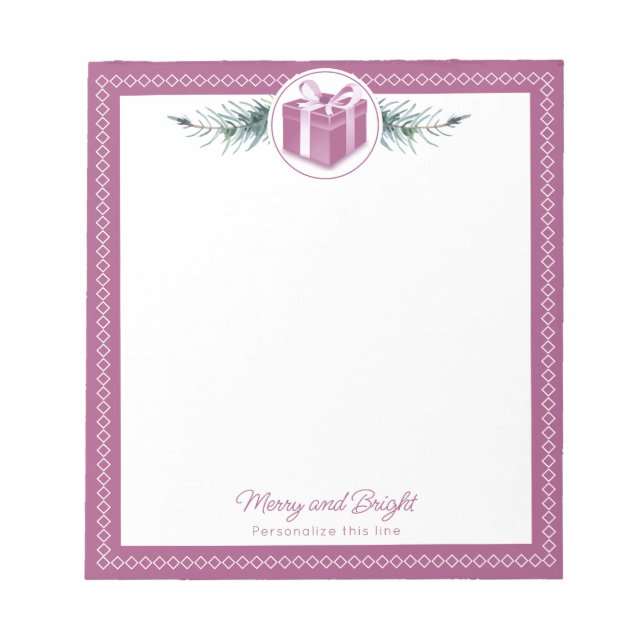Pink Christmas Gift Personalized Notepad (Front)