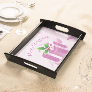 Pink Christmas Gift Serving Tray