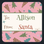 Pink Christmas Gift Sticker from Santa<br><div class="desc">It's time to be Merry! We have all the Paper Goods, Gift Bags, Wrapping Paper and Holiday Decor for this year's Trendy Vintage Christmas with a little Retro Spin! We have Astro Stars and Quirky Font on all our Christmas Stockings, Table Runners and Party Supplies! You are going to want...</div>