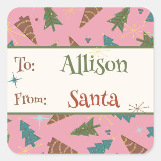 Pink Christmas Gift Sticker from Santa