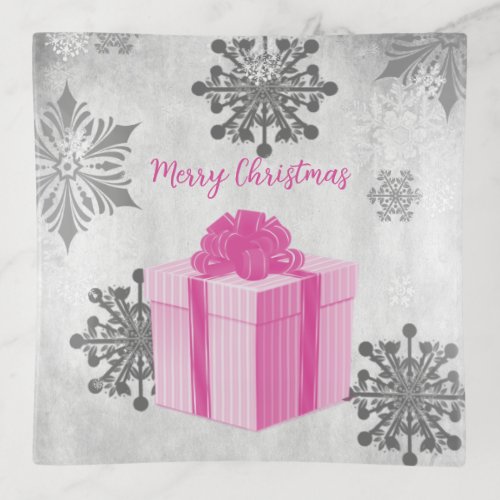 Pink Christmas Gift Trinket Tray