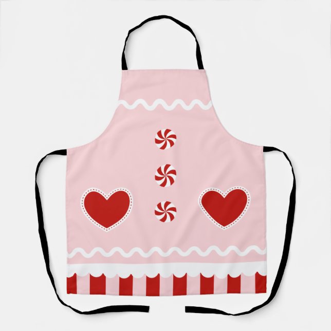 PINK CHRISTMAS GINGERBREAD All-Over Print Apron (Front)
