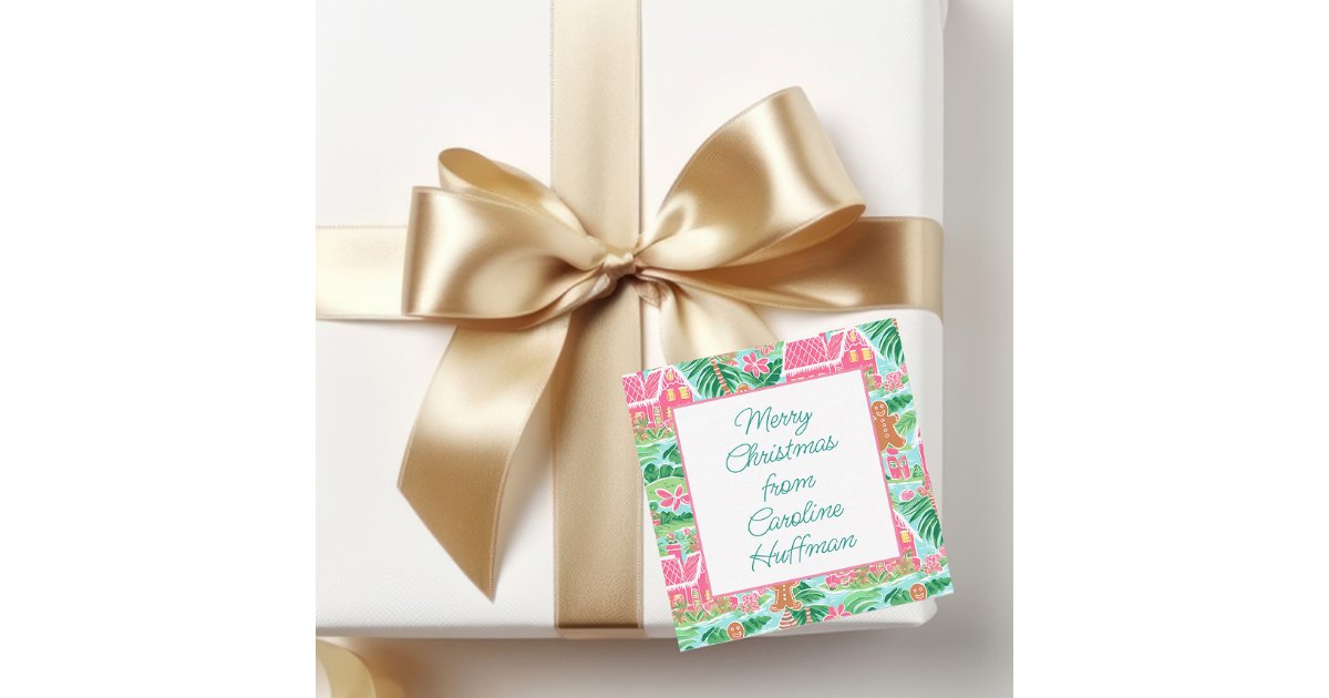 Gingerbread Note Design Pink Christmas Gingerbread Gift Enclosure Note Card | Zazzle