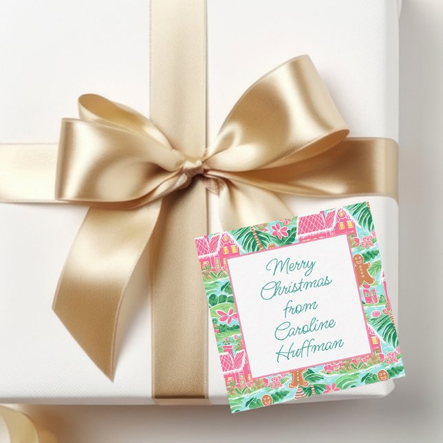 Pink Christmas Gingerbread Gift Enclosure Note Card (Creator Uploaded)