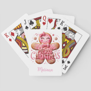 Pink Christmas Gingerbread Poker Cards