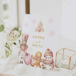 Pink Christmas Girl Baby Shower Cards and Gifts Pedestal Sign<br><div class="desc">Pink Christmas Girl Baby Shower Cards and Gifts Pedestal SignCustomize the details easily to fit your celebration,  and set the tone for a magical event. Designed by Cava Party Design</div>