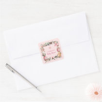 Pink Christmas Girl Baby Shower Square Sticker