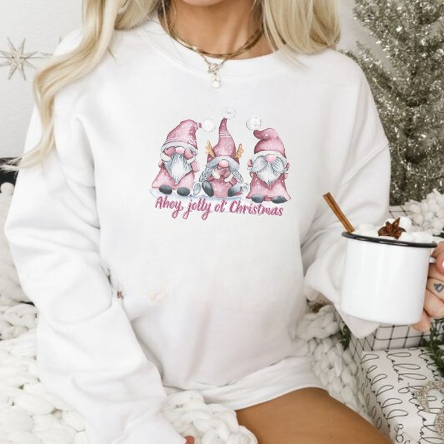 Pink Christmas Gnome  -  Festive Holiday Fashion Sweatshirt (Creator Uploaded)