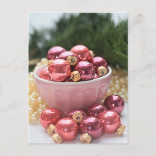 pink christmas greeting holiday postcard