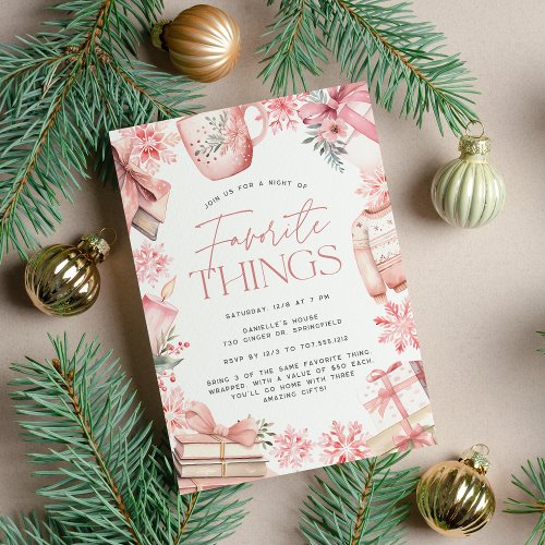 Pink Christmas  Holiday Favorite Things Party Invitation
