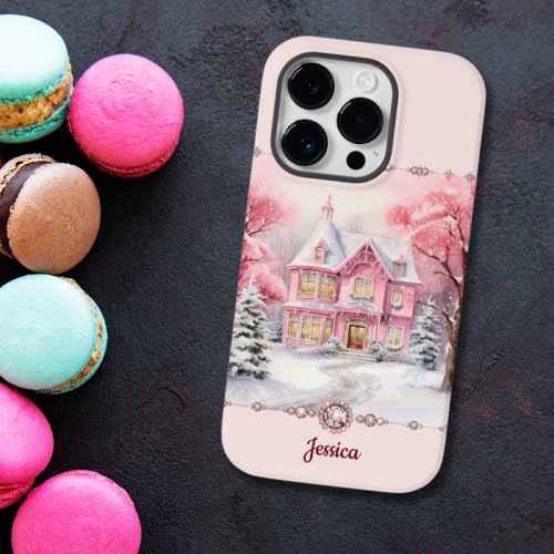 Pink Christmas Holiday Home Winter Wonderland  Case_Mate iPhone 14 Pro Case