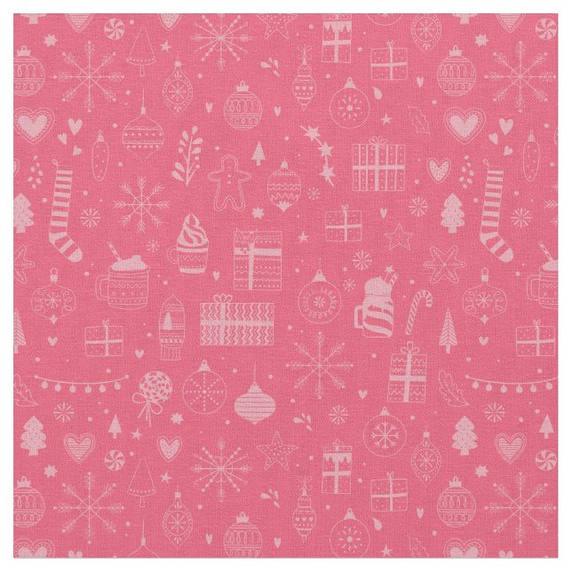 pink christmas holiday ornaments snowflake present fabric (Close Up)