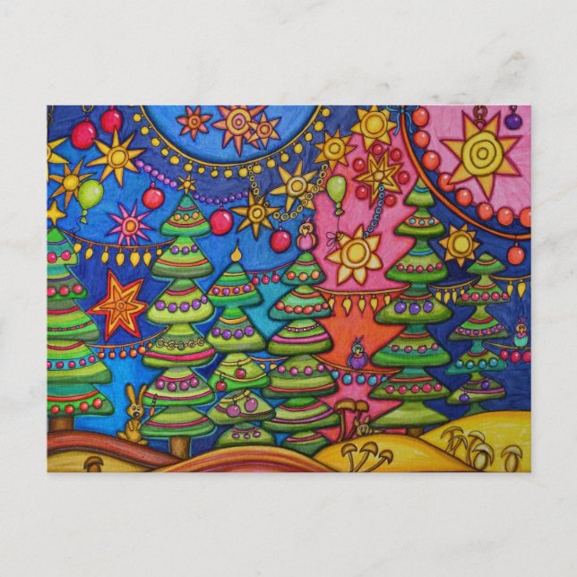 Pink christmas holiday postcard (Front)