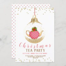 Pink Christmas Holiday Tea Party Invitation