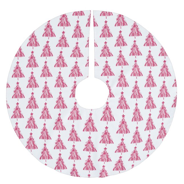 Pink Christmas Holiday tree Brushed Polyester Tree Skirt (Front)