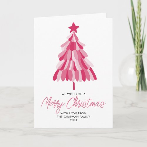 Pink Christmas Holiday tree Card