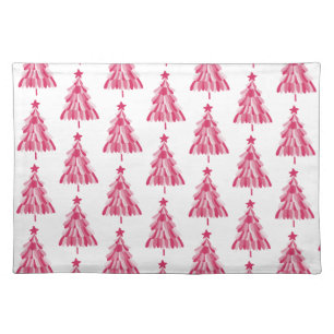 Pink Christmas Holiday tree Cloth Placemat