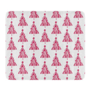Pink Christmas Holiday tree Cutting Board