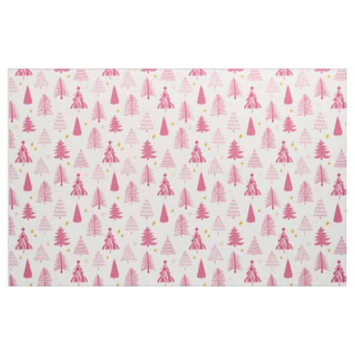 Pink Christmas Holiday tree Fabric