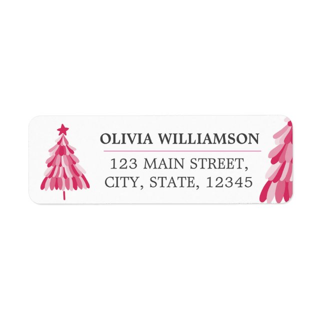 Pink Christmas Holiday tree Label (Front)