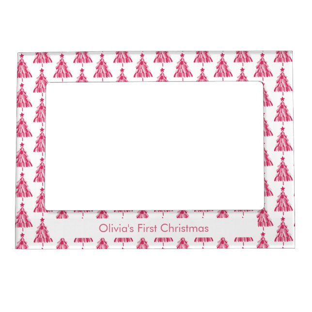 Pink Christmas Holiday tree Magnetic Frame (Front)