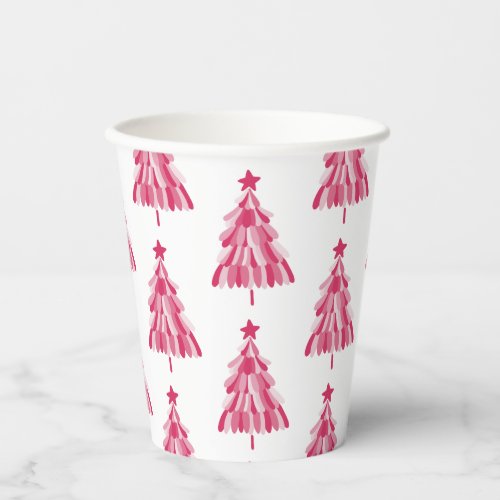 Pink Christmas Holiday tree Paper Cups