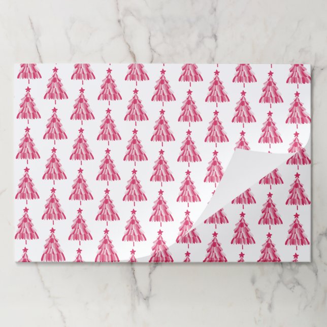 Pink Christmas Holiday tree Paper Pad (Folded)