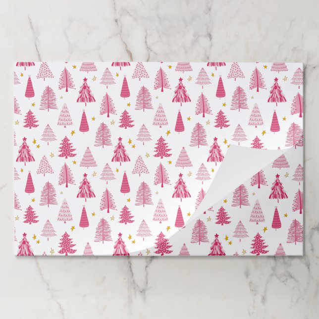 Pink Christmas Holiday tree Paper Pad (Folded)